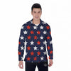 USA Star Blue And Red Print Pattern Men's Long Sleeve Shirts-grizzshop