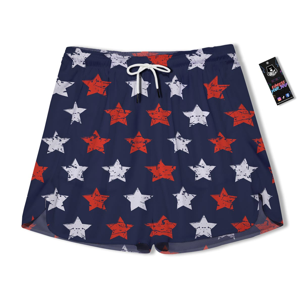 USA Star Blue And Red Print Pattern Men's Running Shorts-grizzshop