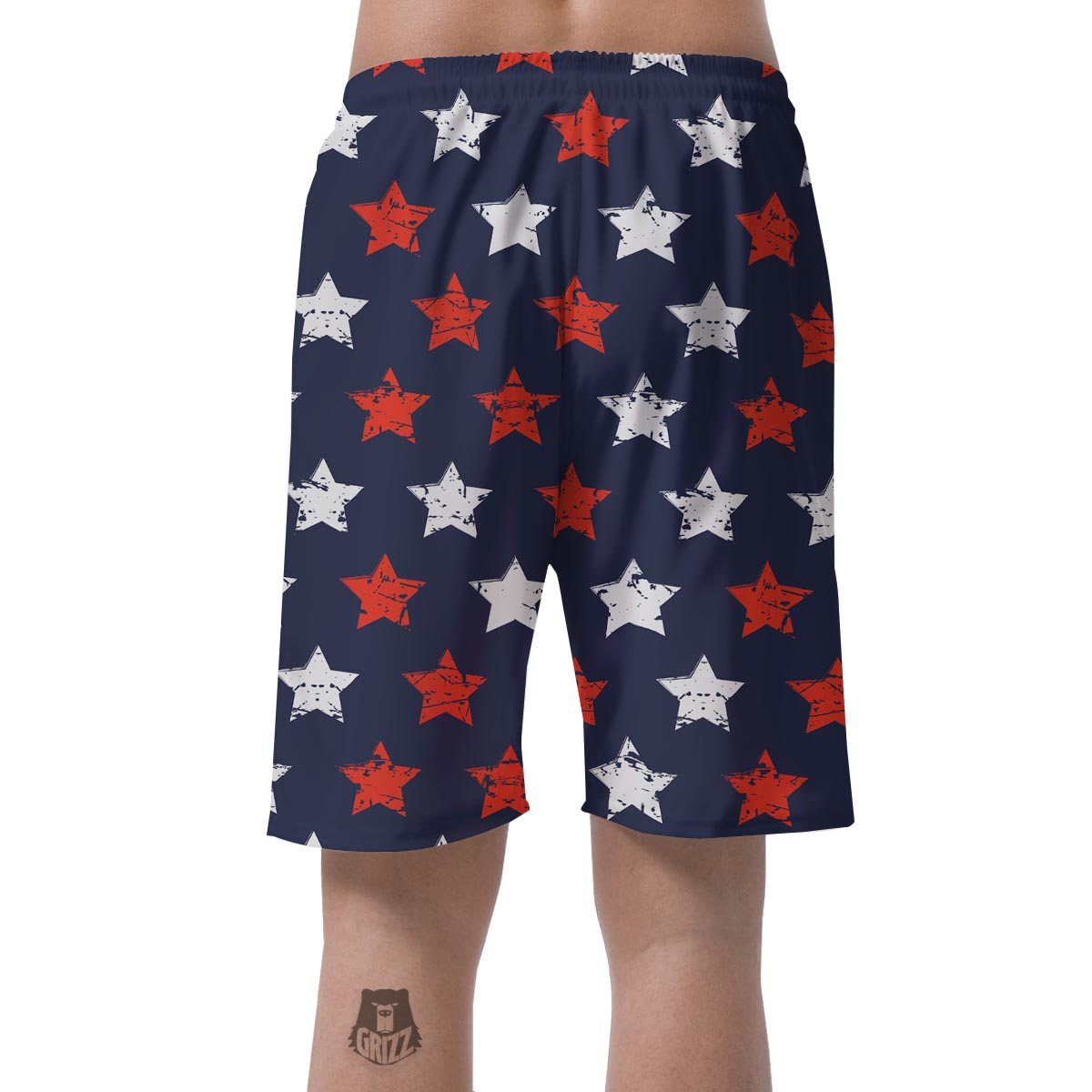 USA Star Blue And Red Print Pattern Men's Shorts-grizzshop