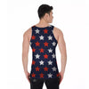 USA Star Blue And Red Print Pattern Men's Tank Top-grizzshop