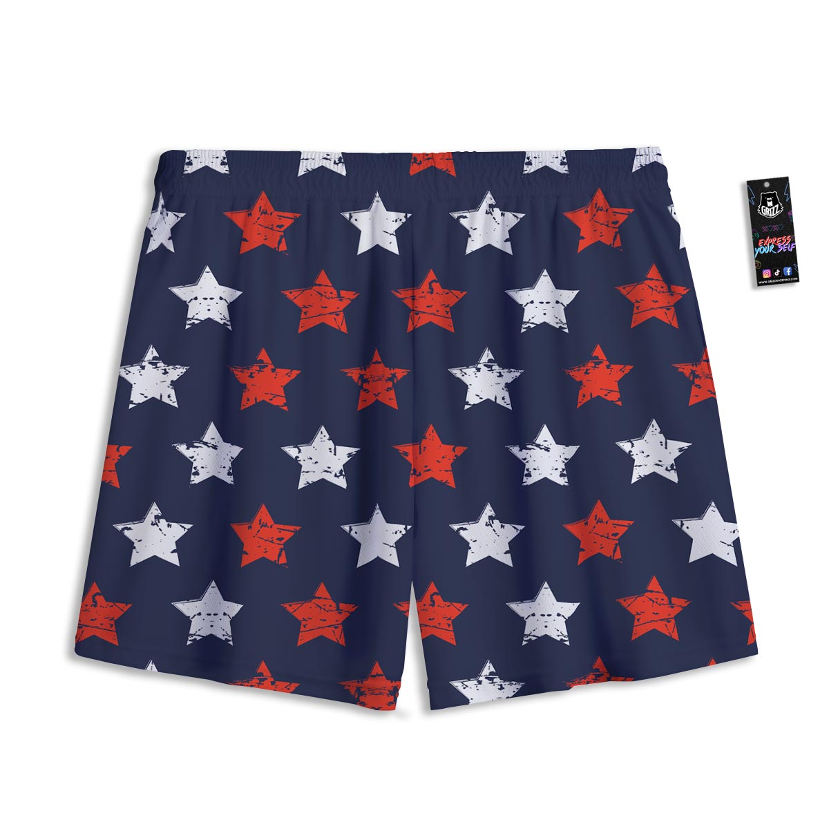 USA Star Blue And Red Print Pattern Mesh Shorts