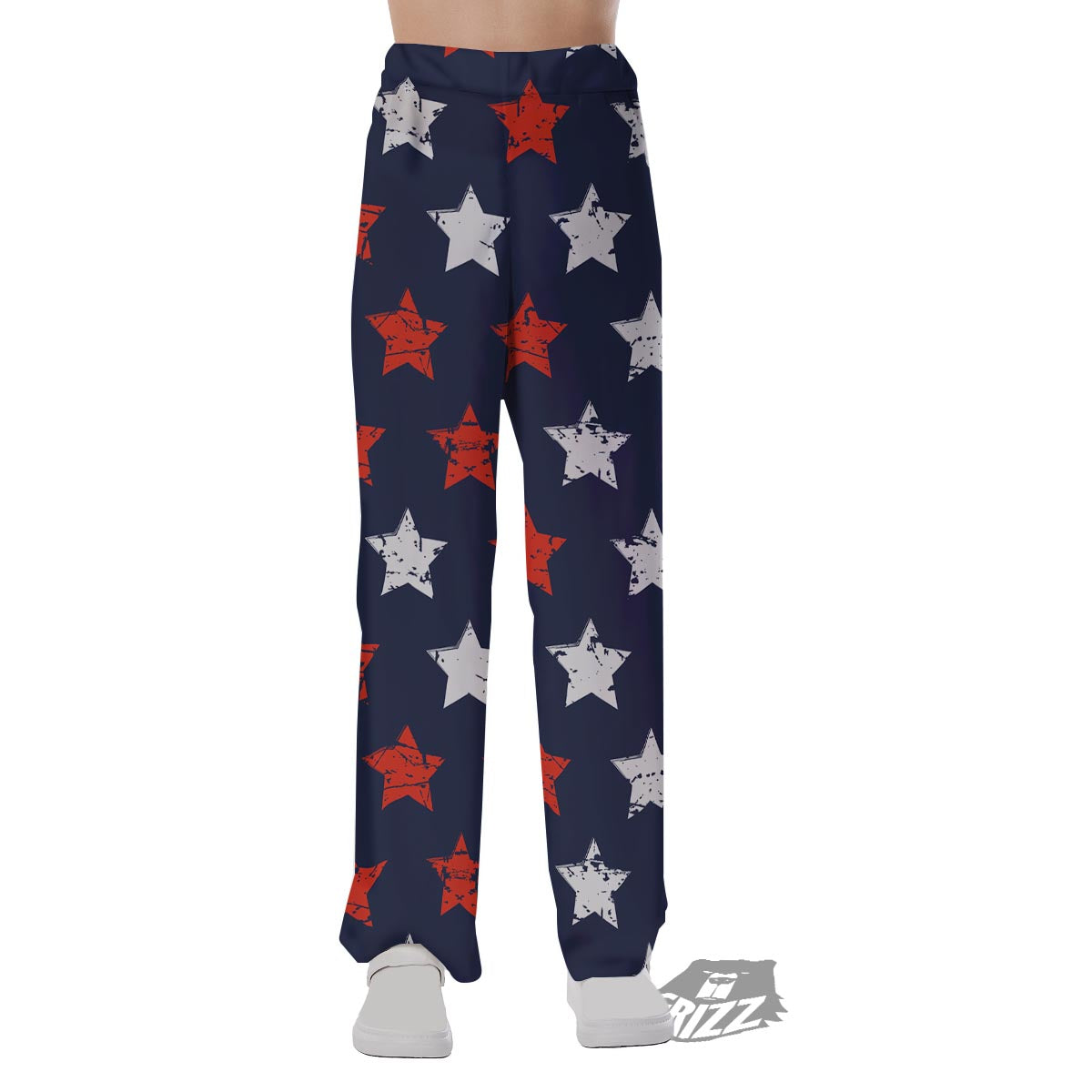 USA Star Blue And Red Print Pattern Pajama Pants-grizzshop