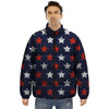 USA Star Blue And Red Print Pattern Puffer Jacket-grizzshop