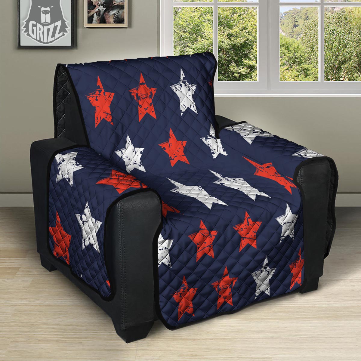 USA Star Blue And Red Print Pattern Recliner Protector-grizzshop