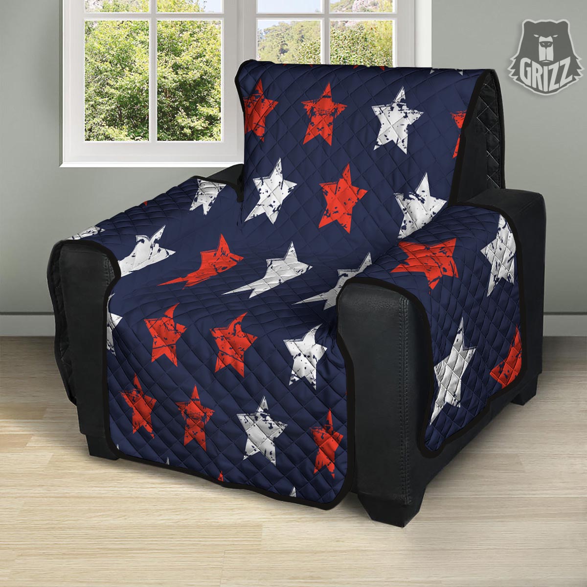 USA Star Blue And Red Print Pattern Recliner Protector-grizzshop