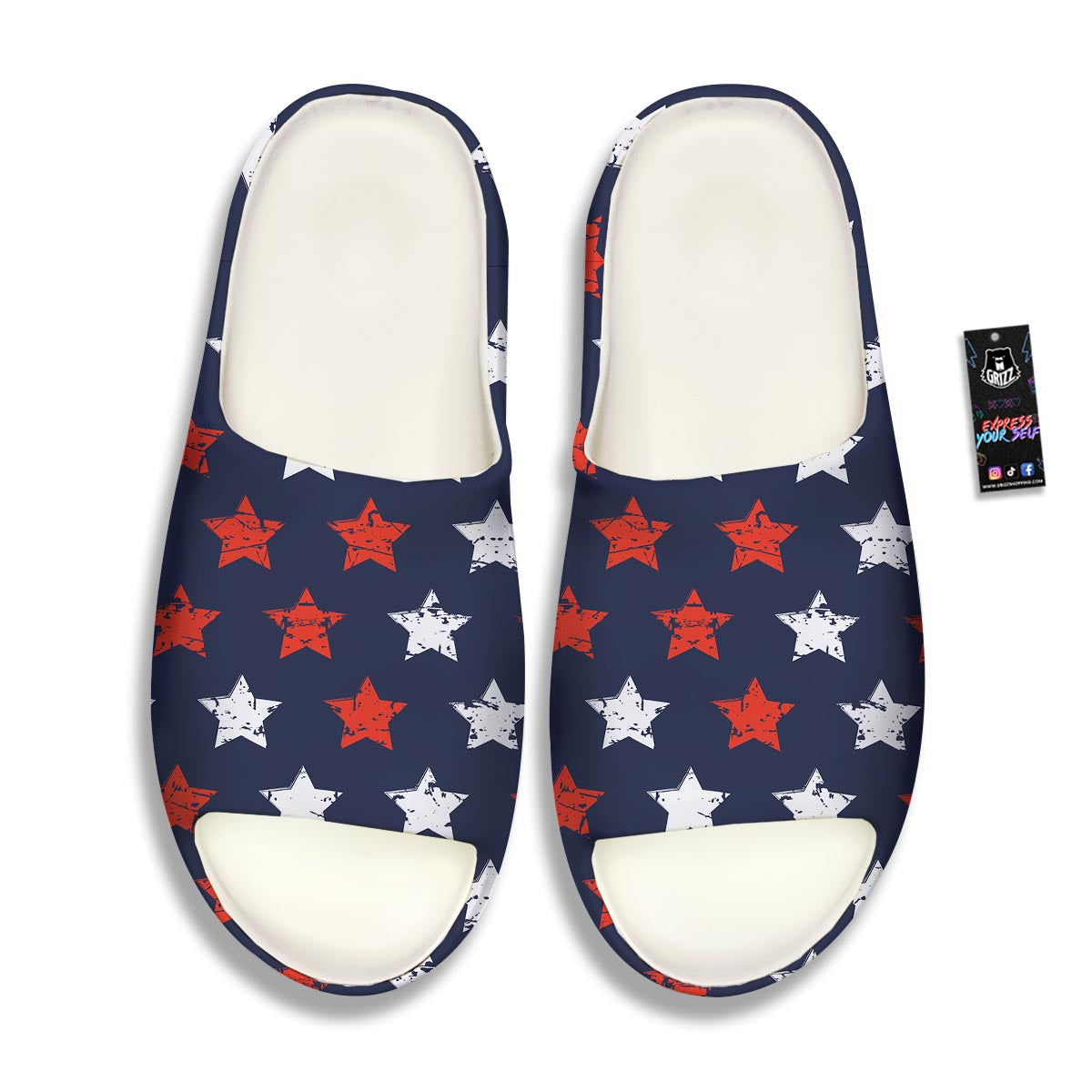 USA Star Blue And Red Print Pattern Sandals-grizzshop