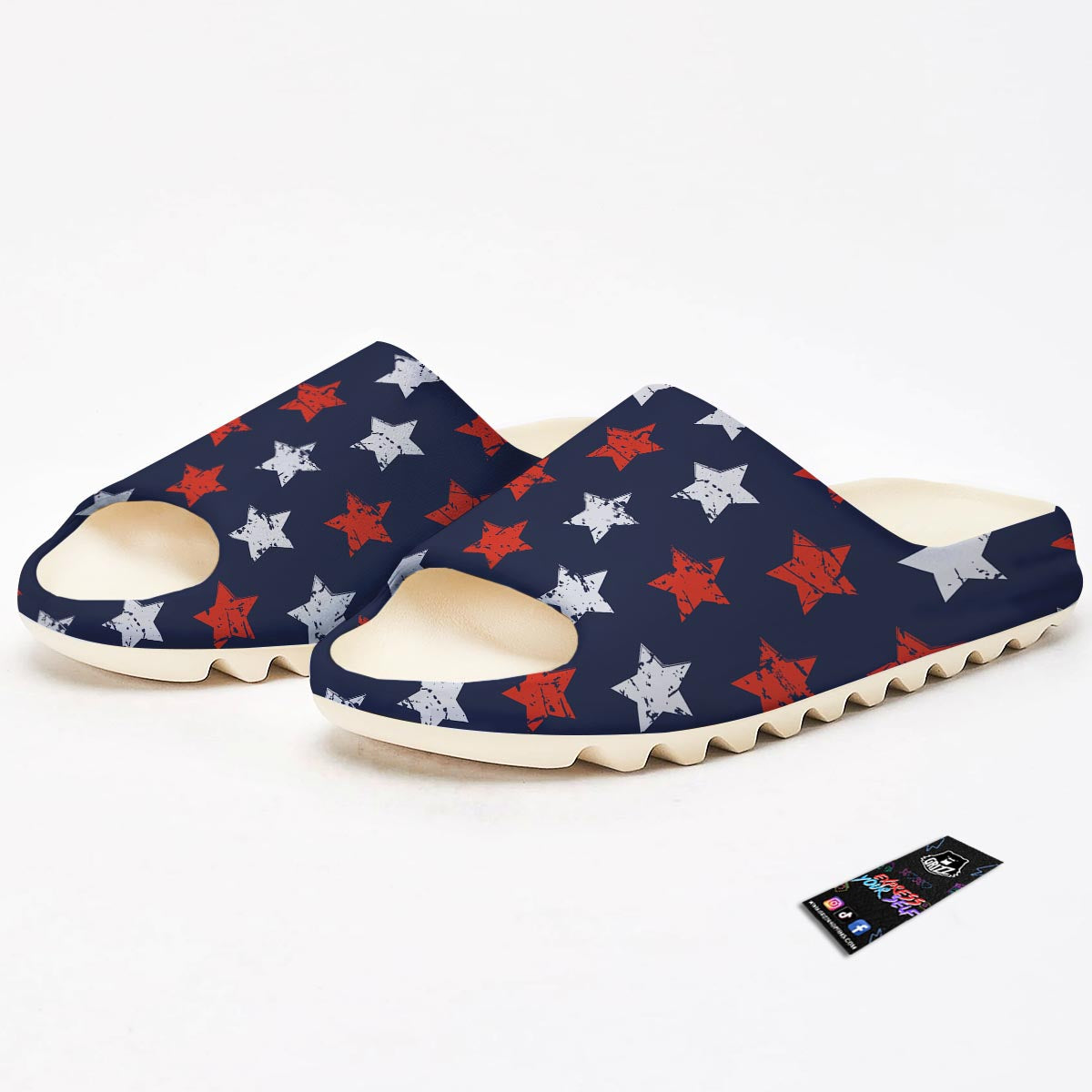 USA Star Blue And Red Print Pattern Sandals-grizzshop