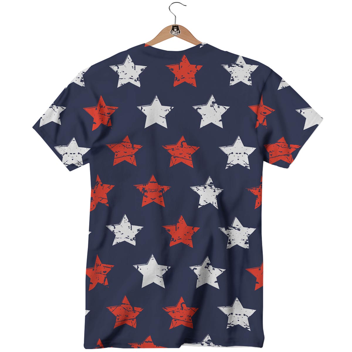 USA Star Blue And Red Print Pattern T-Shirt-grizzshop