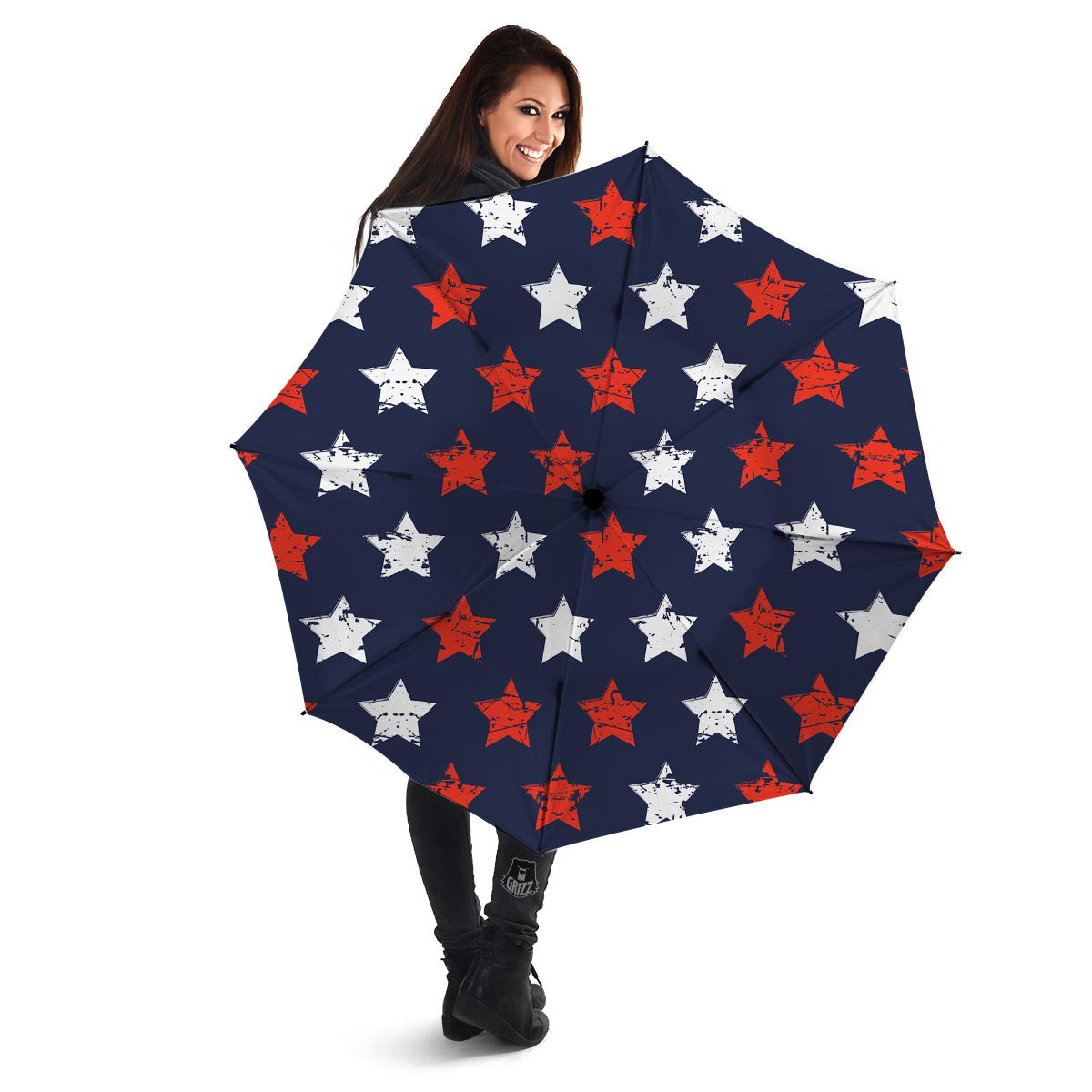 USA Star Blue And Red Print Pattern Umbrella-grizzshop