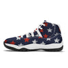 USA Star Blue And Red Print Pattern White Bball Shoes-grizzshop