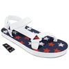 USA Star Blue And Red Print Pattern White Open Toe Sandals-grizzshop