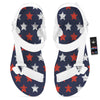 USA Star Blue And Red Print Pattern White Open Toe Sandals-grizzshop