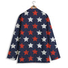 USA Star Blue And Red Print Pattern Women's Blazer-grizzshop