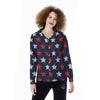 USA Star Blue And Red Print Pattern Women's Long Sleeve Shirts-grizzshop