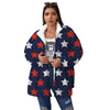 USA Star Blue And Red Print Pattern Women's Sherpa Jacket-grizzshop