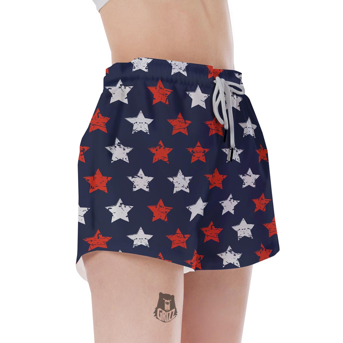 USA Star Blue And Red Print Pattern Women's Shorts-grizzshop