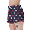 USA Star Blue And Red Print Pattern Women's Shorts-grizzshop