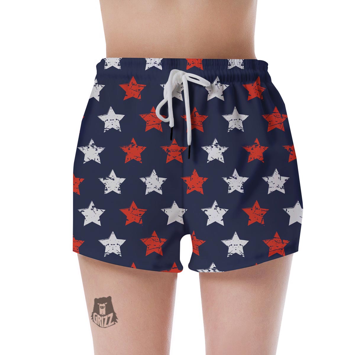 USA Star Blue And Red Print Pattern Women's Shorts-grizzshop