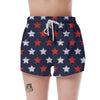 USA Star Blue And Red Print Pattern Women's Shorts-grizzshop