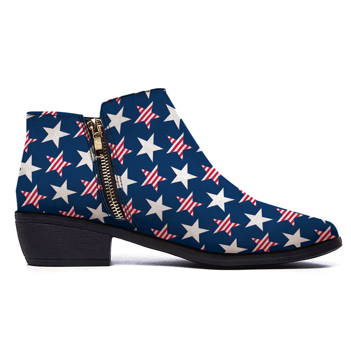 USA Star Fourth of July Print Pattern Ankle Boots-grizzshop