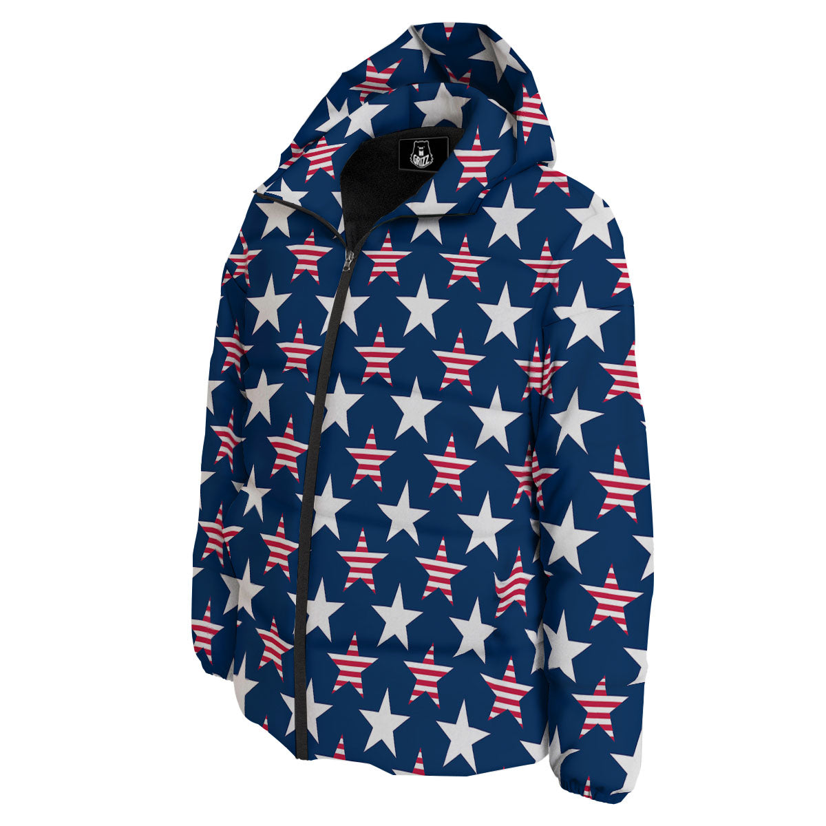 USA Star Fourth of July Print Pattern Down Jacket-grizzshop