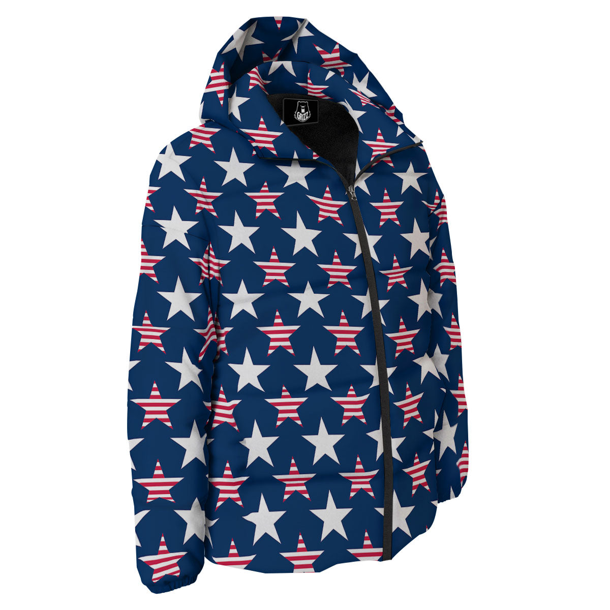 USA Star Fourth of July Print Pattern Down Jacket-grizzshop