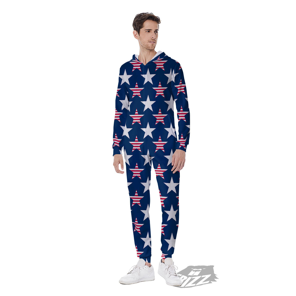 USA Star Fourth of July Print Pattern Men's Jumpsuit-grizzshop
