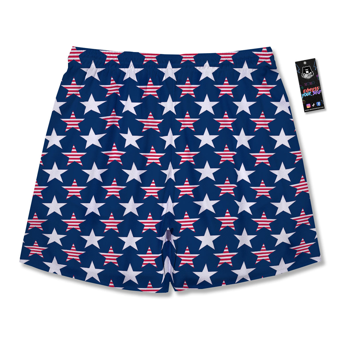 USA Star Fourth of July Print Pattern Men's Running Shorts-grizzshop