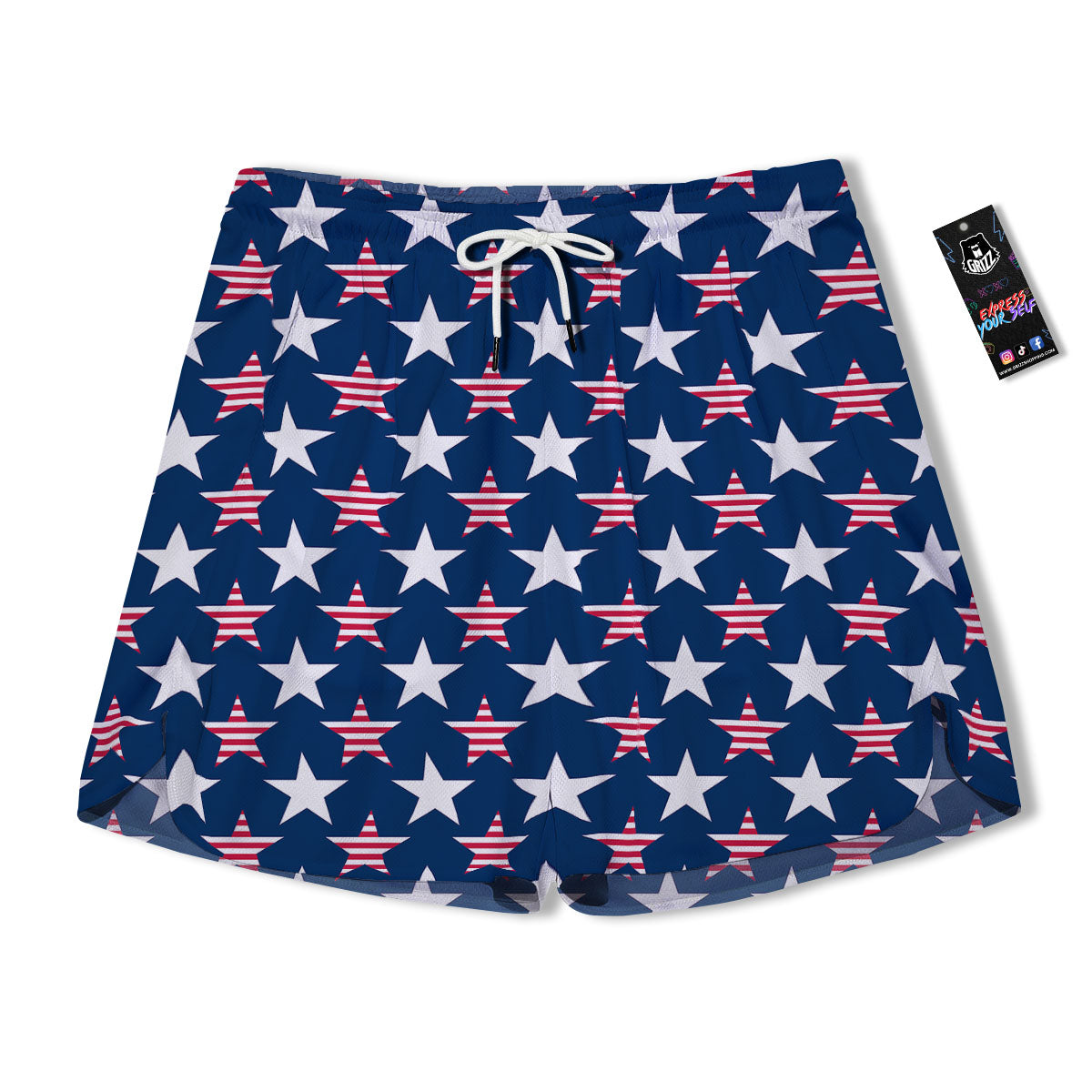 USA Star Fourth of July Print Pattern Men's Running Shorts-grizzshop