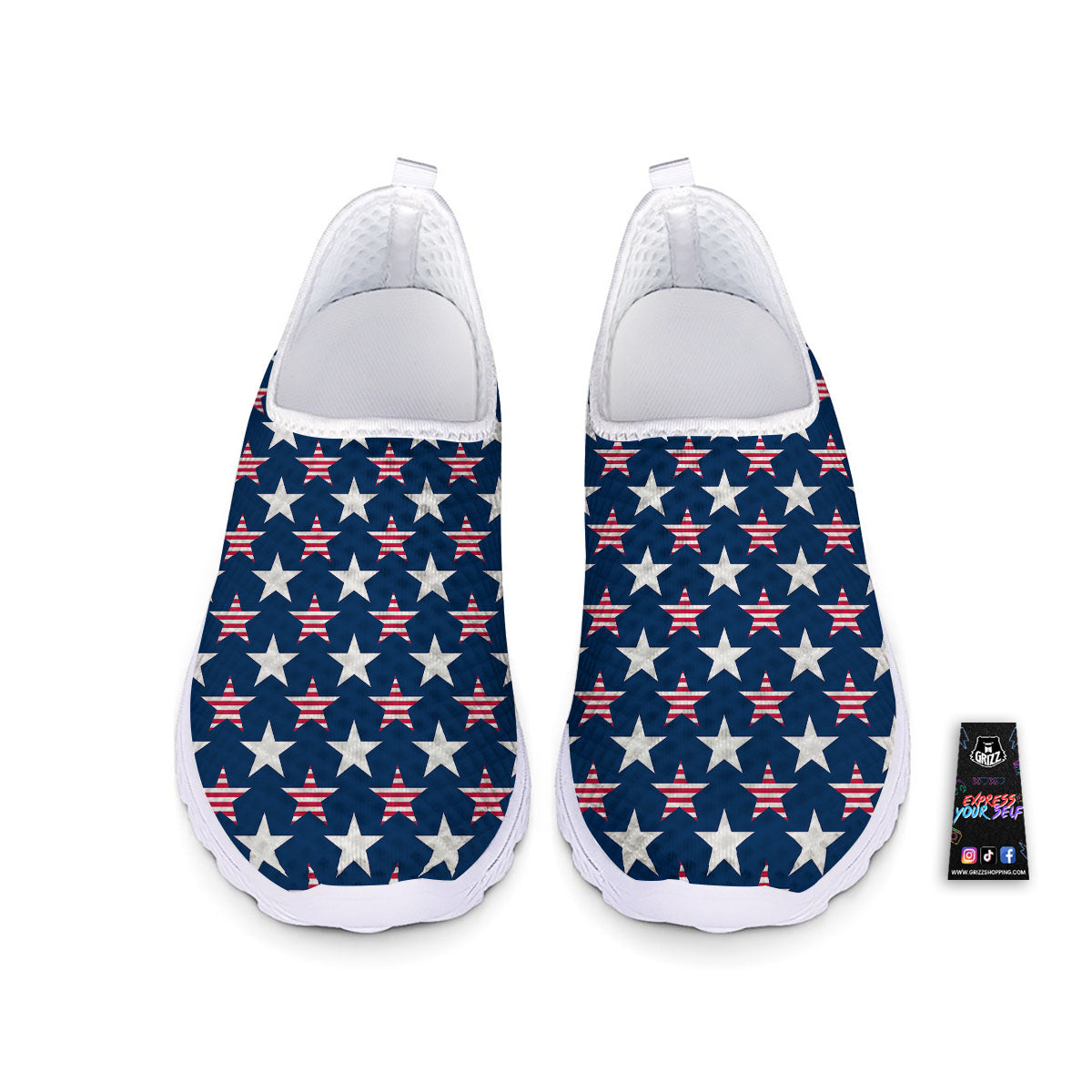 USA Star Fourth of July Print Pattern Nurse Shoes-grizzshop