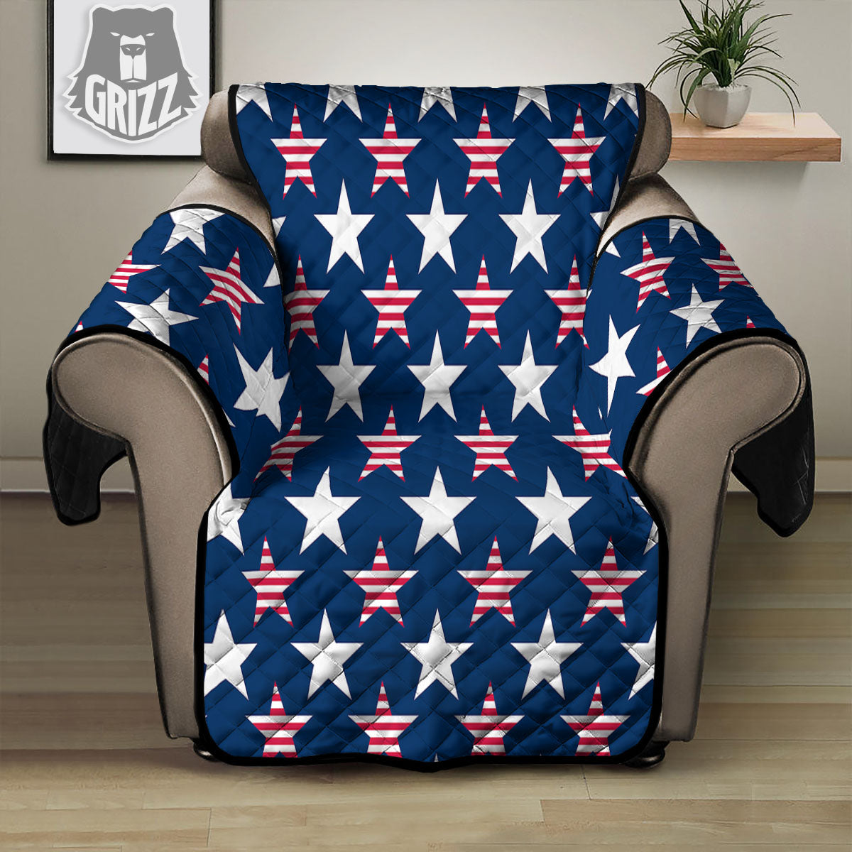 USA Star Fourth of July Print Pattern Recliner Protector-grizzshop