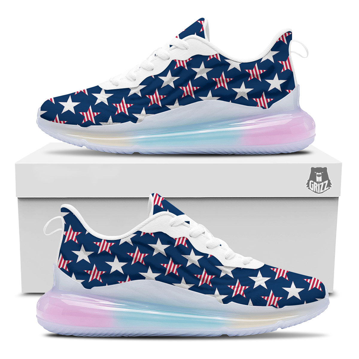 USA Star Fourth of July Print Pattern Running Sneakers-grizzshop