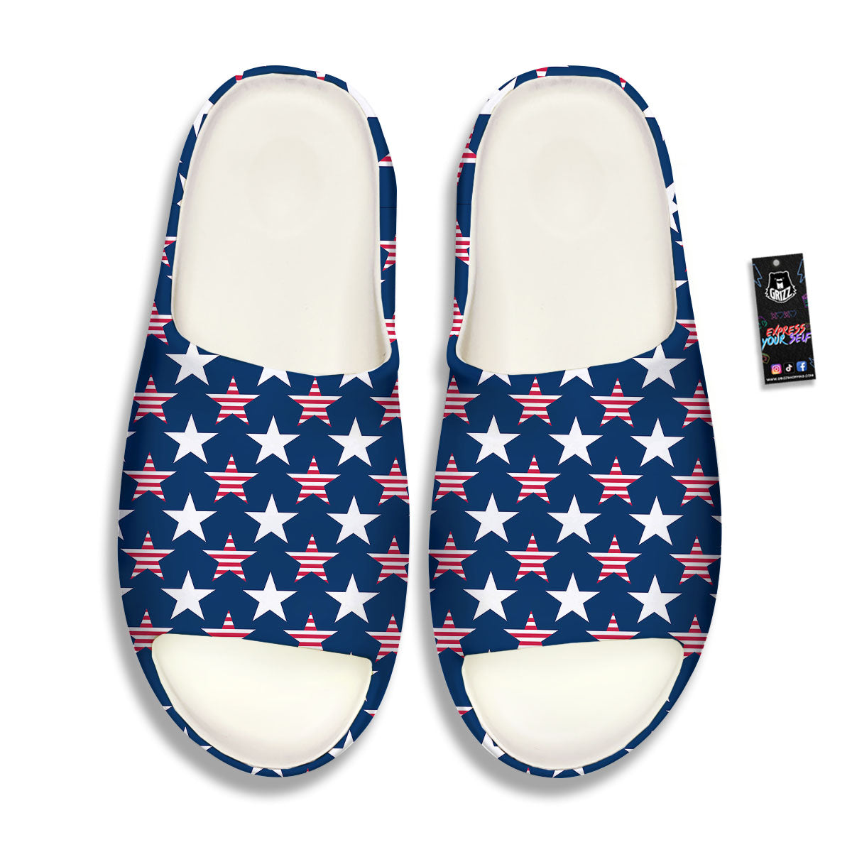 USA Star Fourth of July Print Pattern Sandals-grizzshop