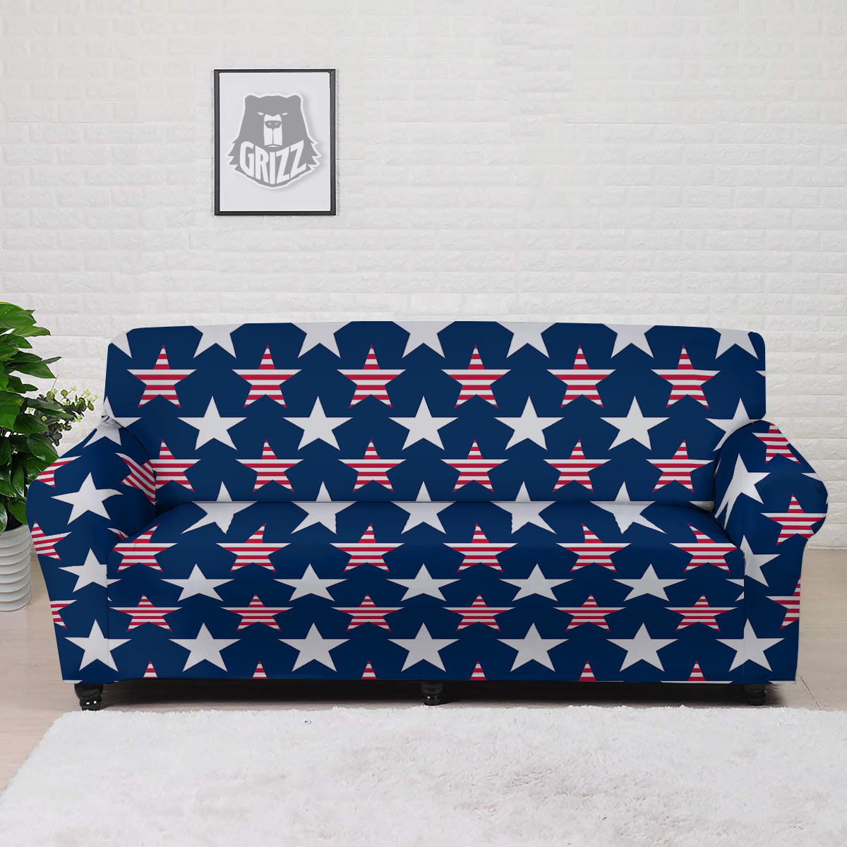 USA Star Fourth of July Print Pattern Sofa Cover-grizzshop