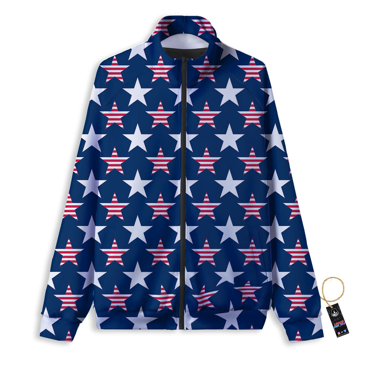 USA Star Fourth of July Print Pattern Track Jacket-grizzshop