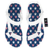 USA Star Fourth of July Print Pattern White Open Toe Sandals-grizzshop