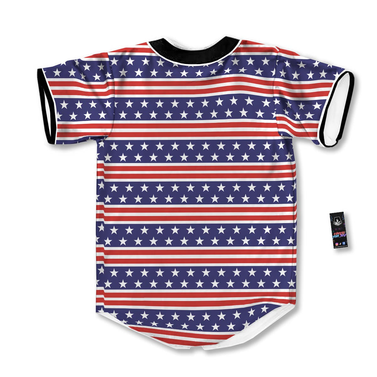 USA Star Red Striped Print Pattern Baseball Jersey-grizzshop