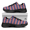 USA Star Red Striped Print Pattern Black Chunky Shoes-grizzshop