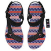 USA Star Red Striped Print Pattern Black Open Toe Sandals-grizzshop