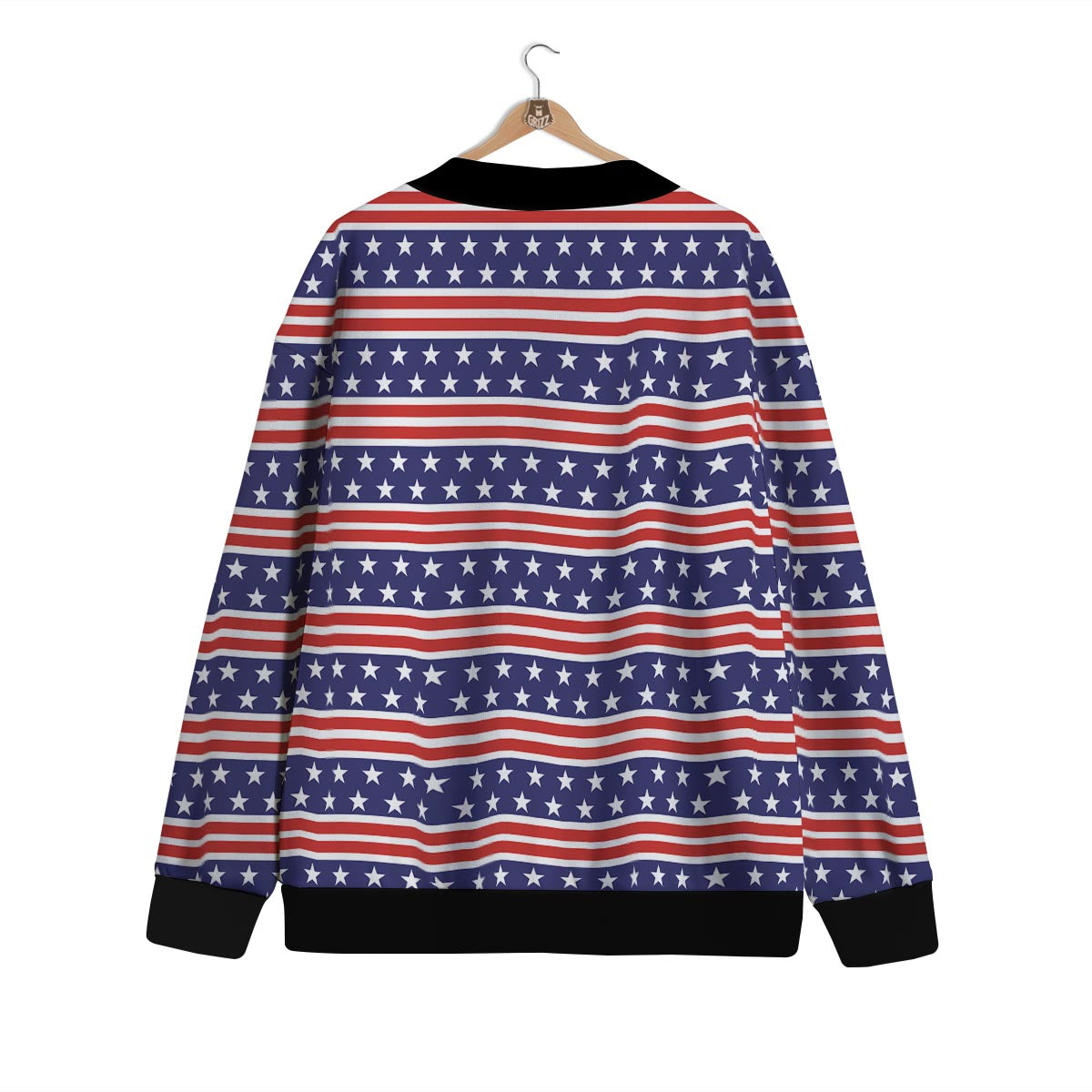 USA Star Red Striped Print Pattern Cardigan-grizzshop