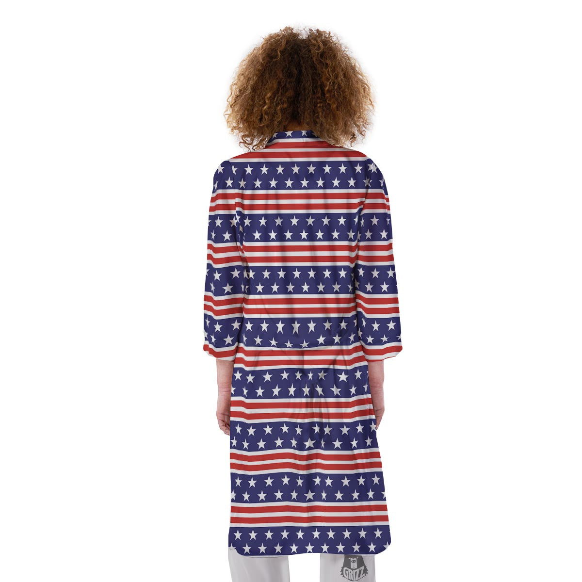 USA Star Red Striped Print Pattern Kimono-grizzshop