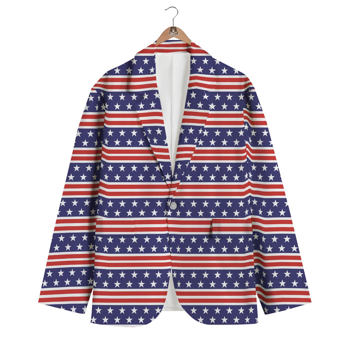 USA Star Red Striped Print Pattern Men's Blazer-grizzshop