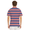 USA Star Red Striped Print Pattern Men's Golf Shirts-grizzshop