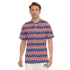 USA Star Red Striped Print Pattern Men's Golf Shirts-grizzshop