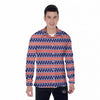 USA Star Red Striped Print Pattern Men's Long Sleeve Shirts-grizzshop