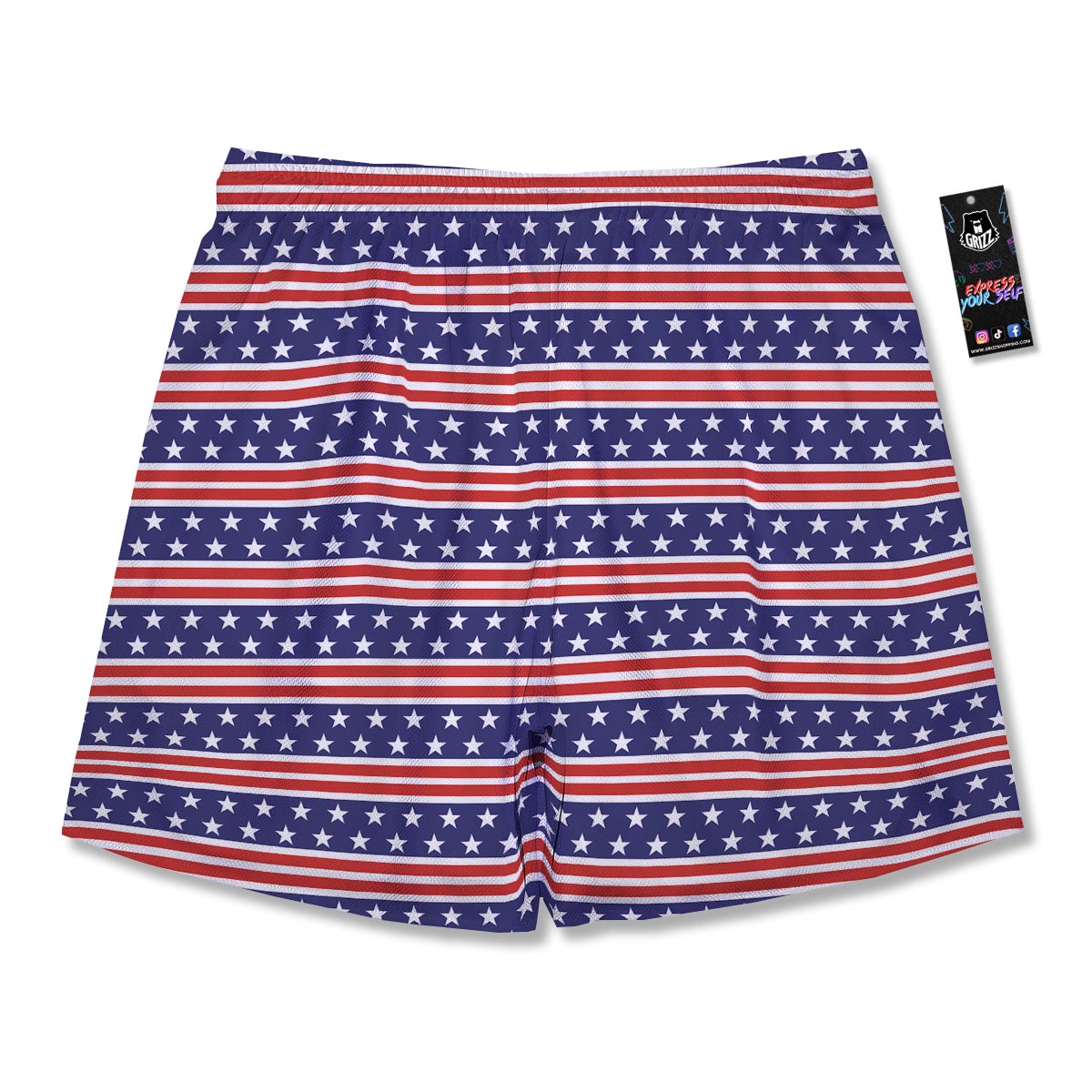 USA Star Red Striped Print Pattern Men's Running Shorts-grizzshop