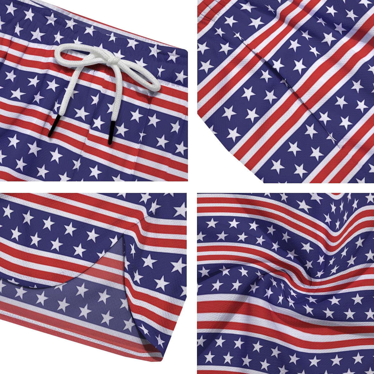 USA Star Red Striped Print Pattern Men's Running Shorts-grizzshop