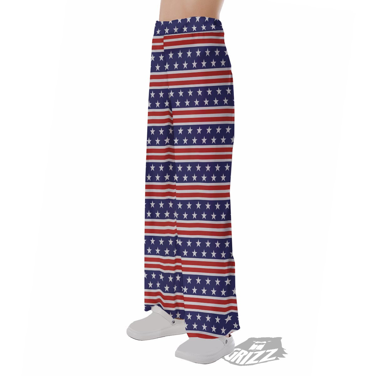 USA Star Red Striped Print Pattern Pajama Pants-grizzshop