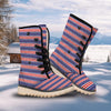 USA Star Red Striped Print Pattern Snow Boots-grizzshop