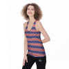 USA Star Red Striped Print Pattern Women's Racerback Tank Top-grizzshop